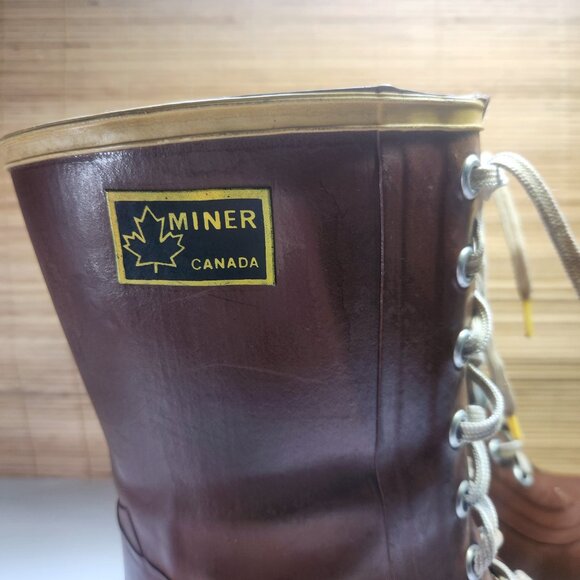 Vintage Miner Rubber Boots Hunting Boots Men's 8 Lace up Steel Arch - Picture 3 of 16